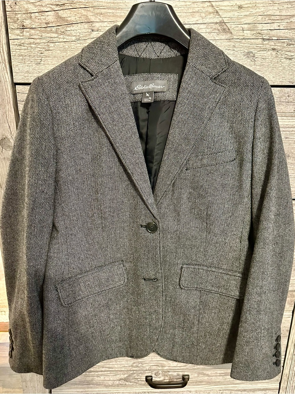 Eddie Bauer Women's Charcoal Herringbone Blazer